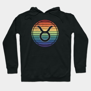 Vintage Distressed Rainbow Gay Pride Zodiac Taurus Hoodie